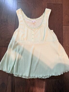 love, Fire Light Mint Button-Front Ruffle Top